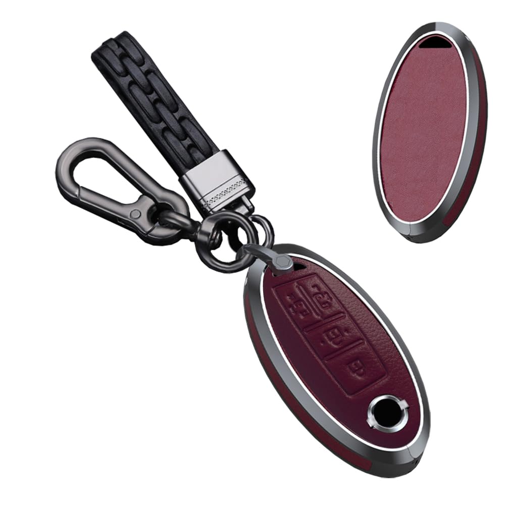 

[TECART] Nissan Key Case, Key Cover, Key Holder, Smart Key Case, Compatible with Nissan красный