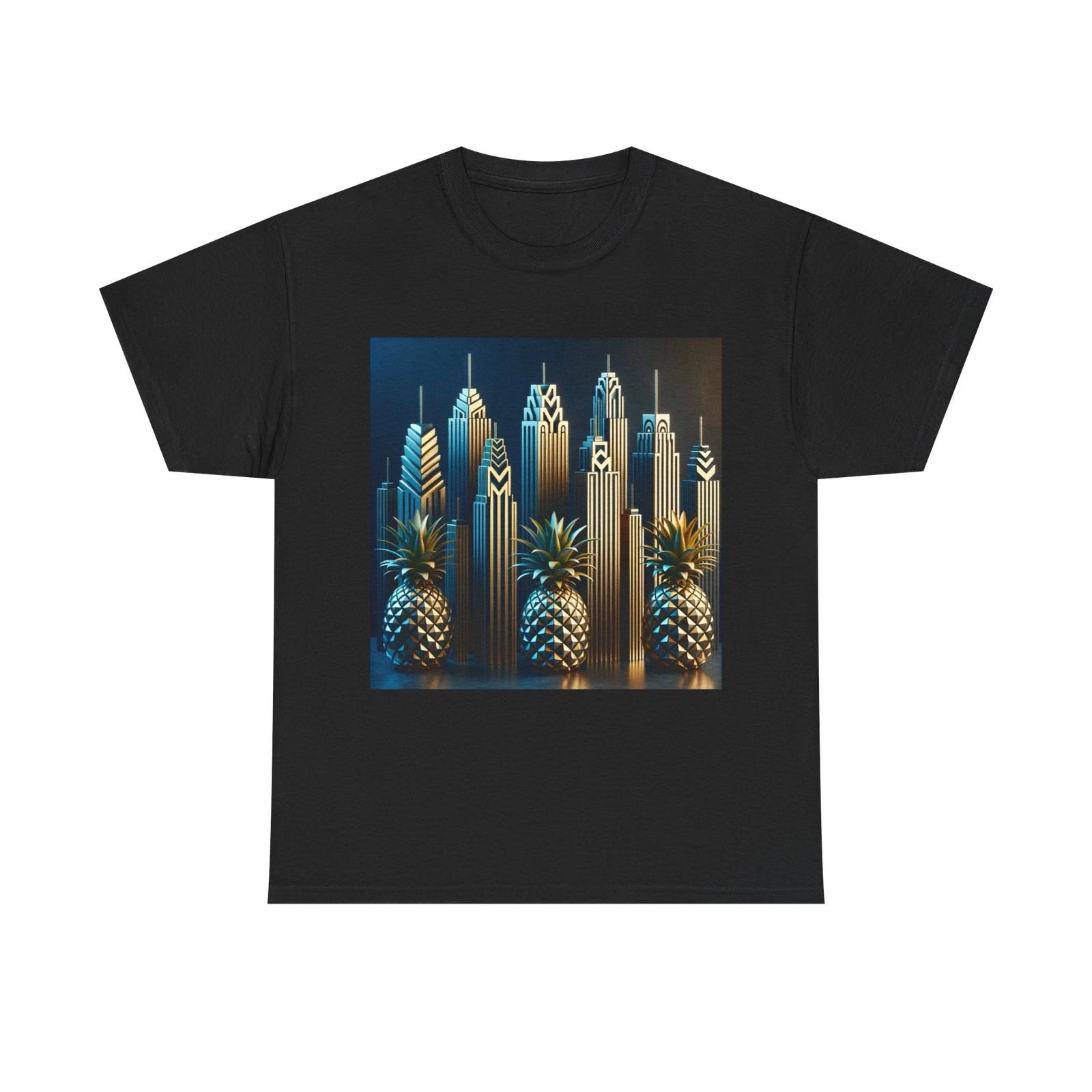 Unisex Adult T Shirt Futuristic Art Deco Ziggurat Skyscraper Pineapples Glamour XL