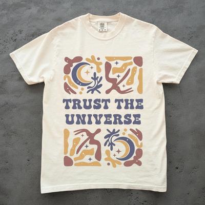 Trust the Universe Shirt, Spiritual Moon Tee, Unisex Comfort Colors, Witchy Aesthetic T Shirt, Boho Retro Shirt, Celestial Manifest Gift