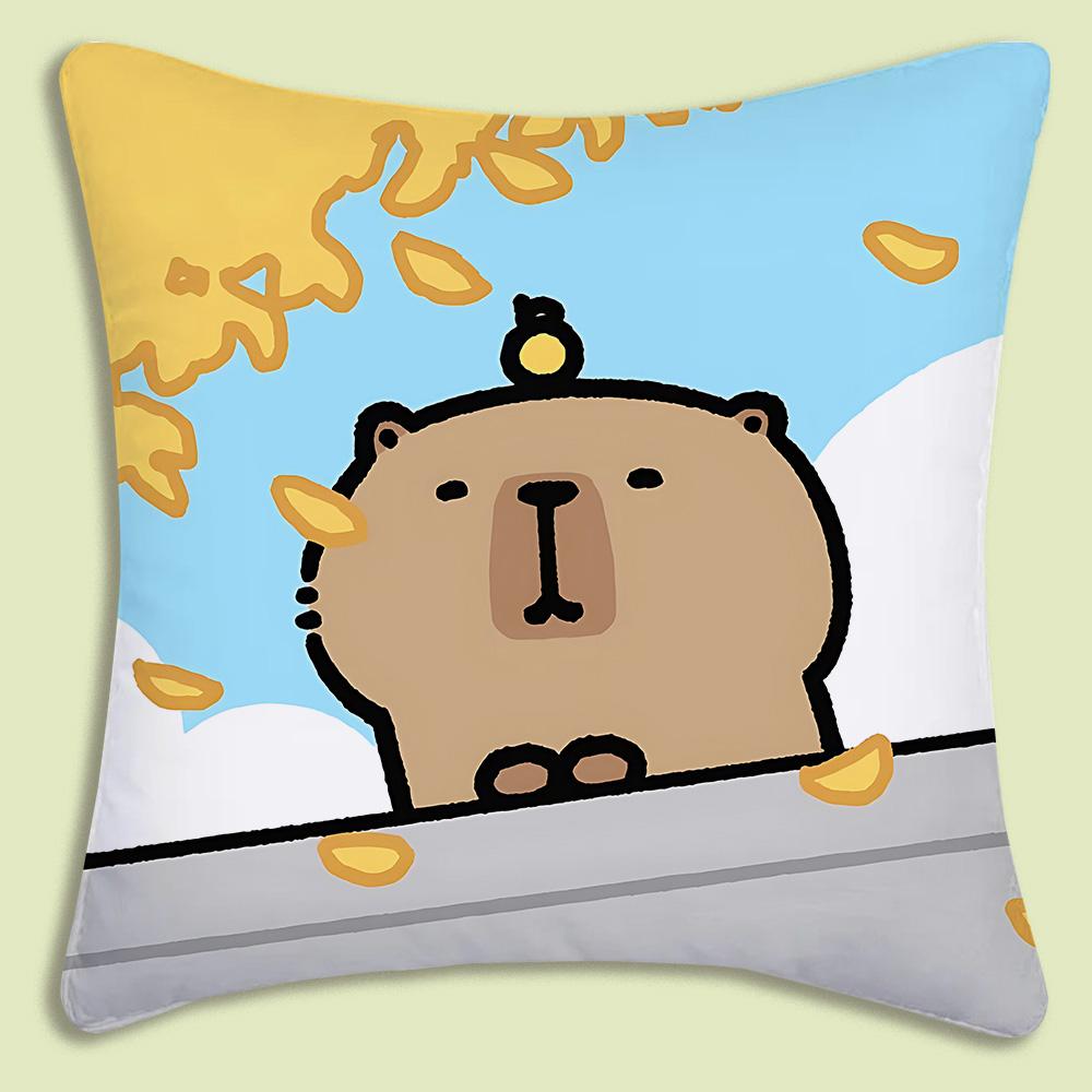 Pillow Covers Cartoon Capybara Sofa Decorative Home Double-sided Printing Short Plush Cute Cushion Cover