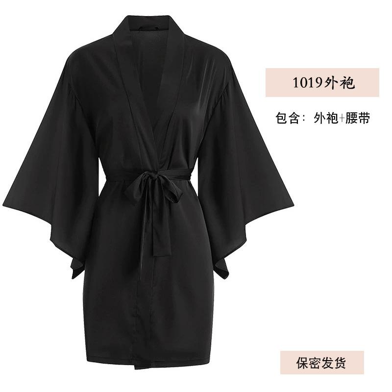 Yiyue sexy pajamas French suspender satin thin sexy underwear flirting pure loungewear women's nightdress 1101