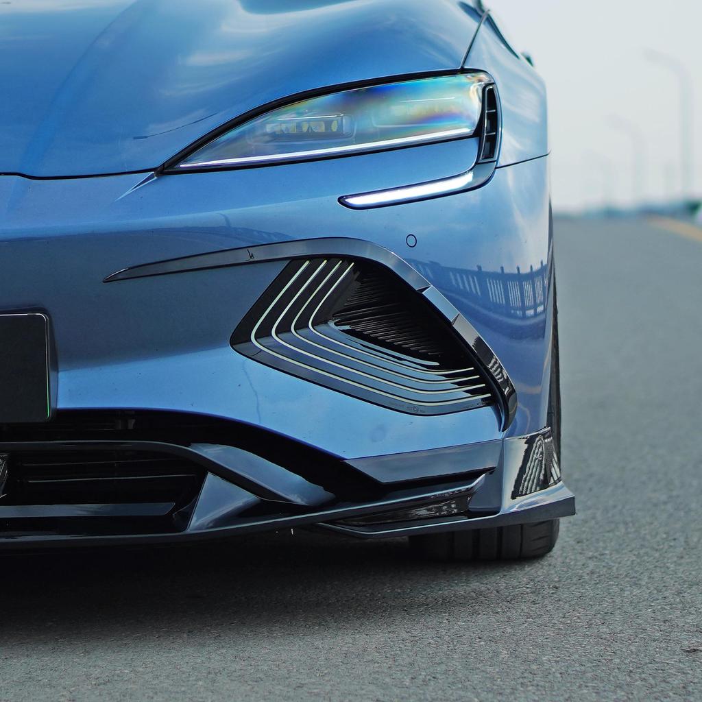 Compatible with BYD Seal EV DC: Rear & Front Bumpers, Front Lip Spoiler, Side Skirts, Rear Spoiler, Black Bright Strips.