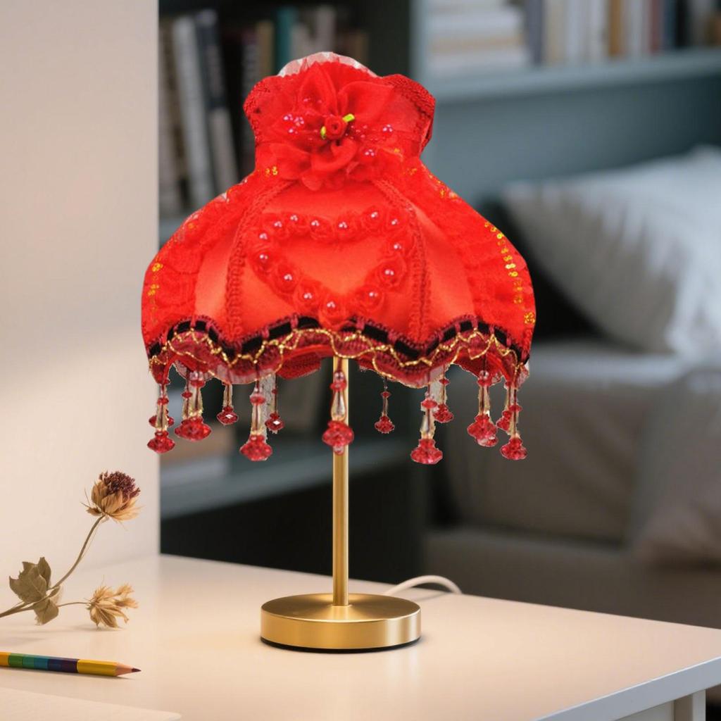 Fringe Lamp Shade Lampshade Cloth Art Vintage Bead Lace for Living Room Restaurant Home