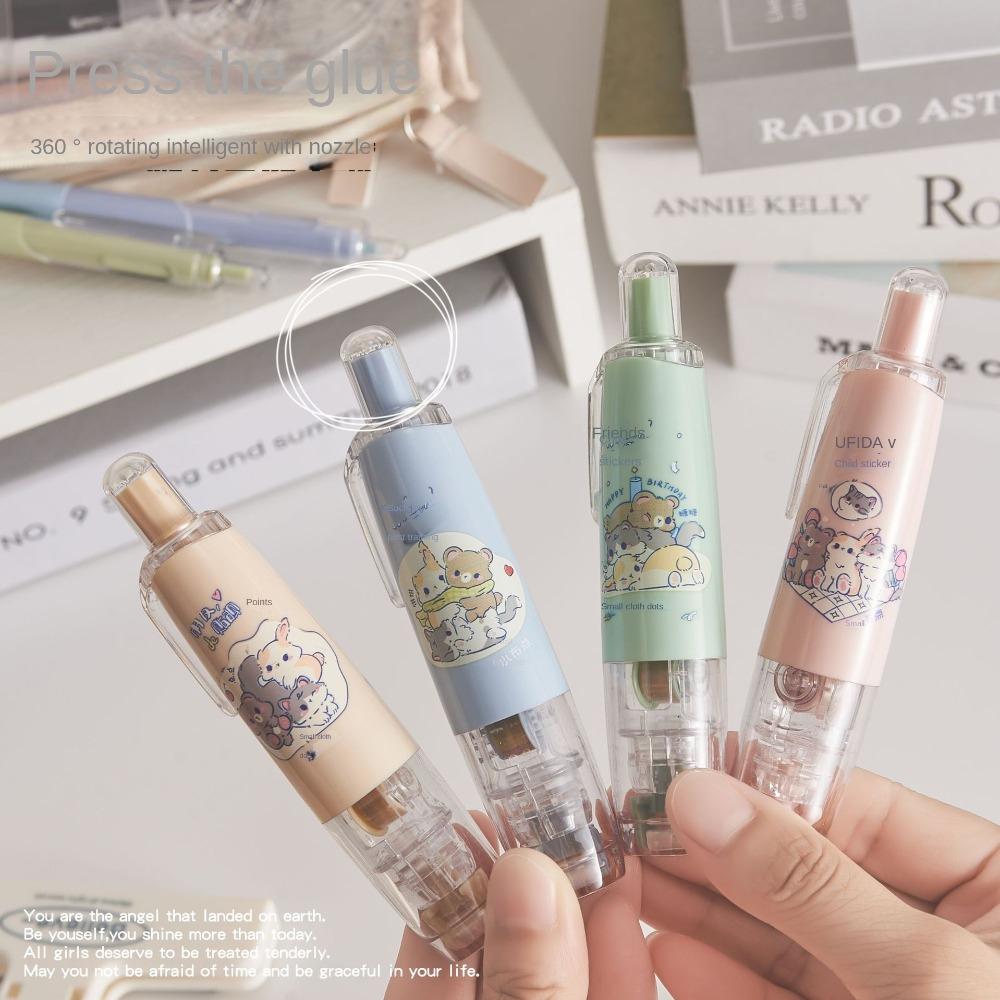 Pen Style Cartoon Press-On Dot Glue Stationery Roller Glue Tape Cartoon Double-sided Tape  Ledger