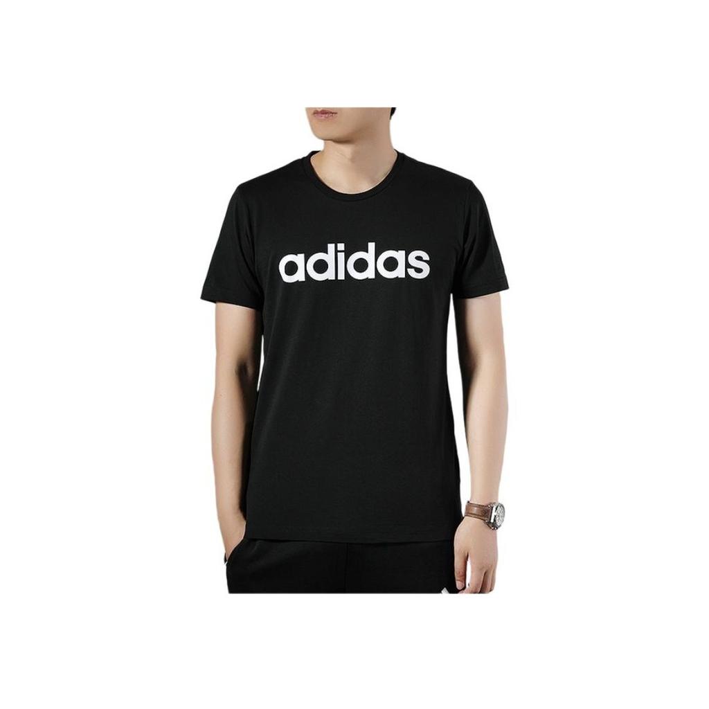 Adidas Retro American Logo Print Moisture-Wicking T-Shirt Men Tops Black EI4713
