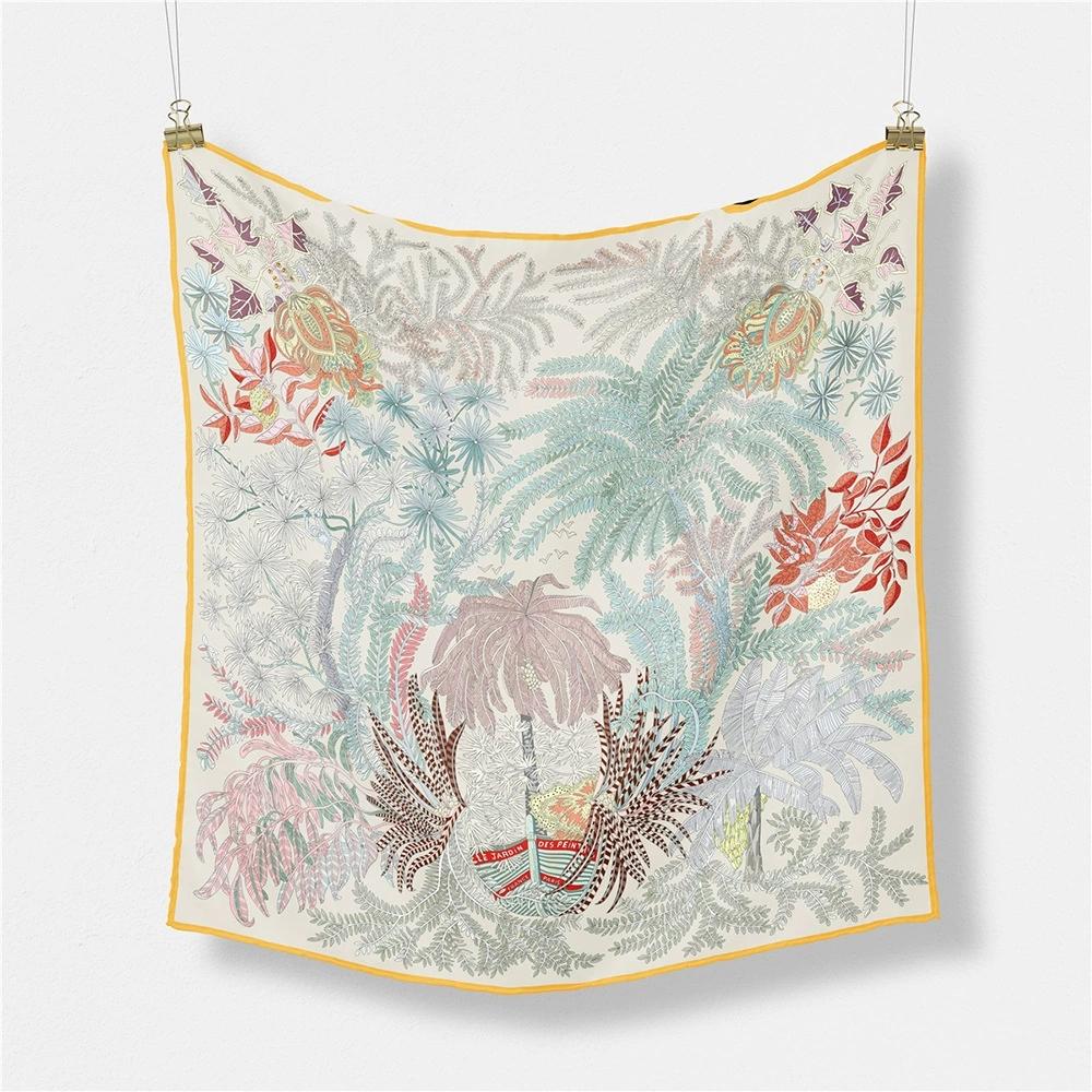 Spring 53cm Square Twill Scarf for Ladies Vacation Summer Small Scarf Hijabs Luxury Foulard Neckerchief