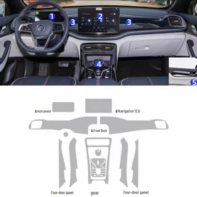 BYD Qin PLUS Interior Protective Film: HD Screen & Gear Shift Protection for Dmi EV Center Console Instrument Navigation.