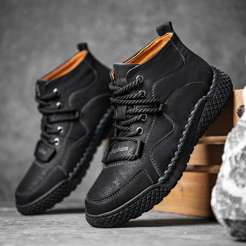 2024 New Autumn Winter High Quality Men Flat Designer Shoes Handmade Casual Leather Ankle Boots Tooling Desert Motorcycle Boots