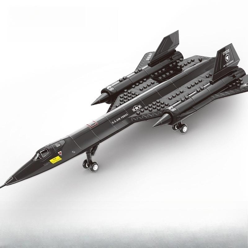 183Pcs SR71 Fighter Airplane Building Blocks, MOC Military Reconnaissance Jet Model Kit, 3D DIY Bricks Desktop Decor Adult Gift