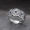 Five Blessing Coins and Five Emperor Coins Open Ring for Men and Women Hundred-character Blessing Index Finger Ring