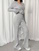 Solid Color Two-Piece V-Neck Short Knitted Cardigan Flared Pants
