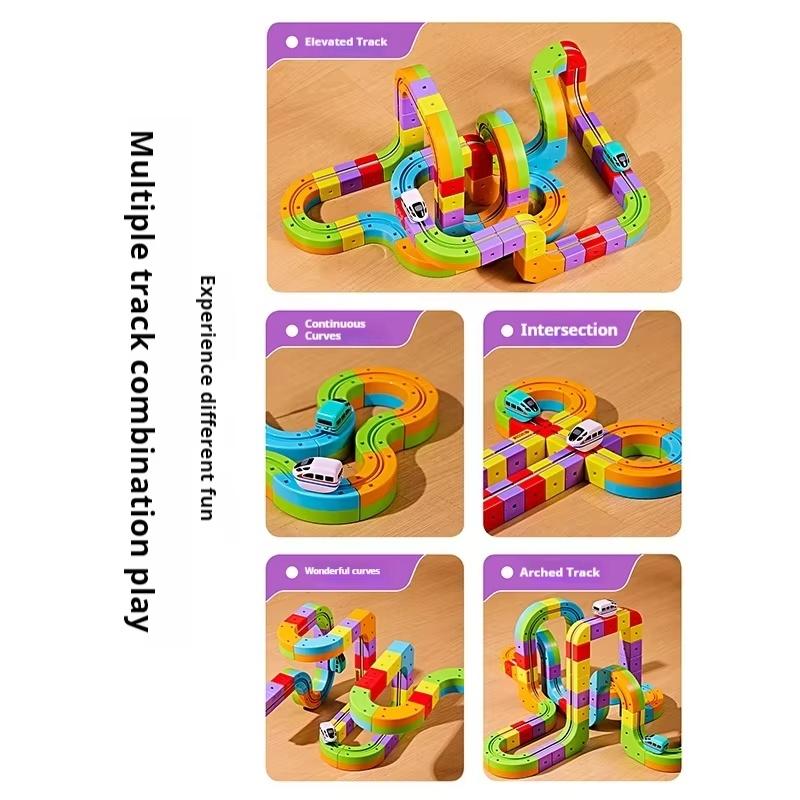 New Montessori Toy Latest Educational Toys Assembly Magic Track Train Set Children'S Toys Non-Remote Control Rail Car Gift Box