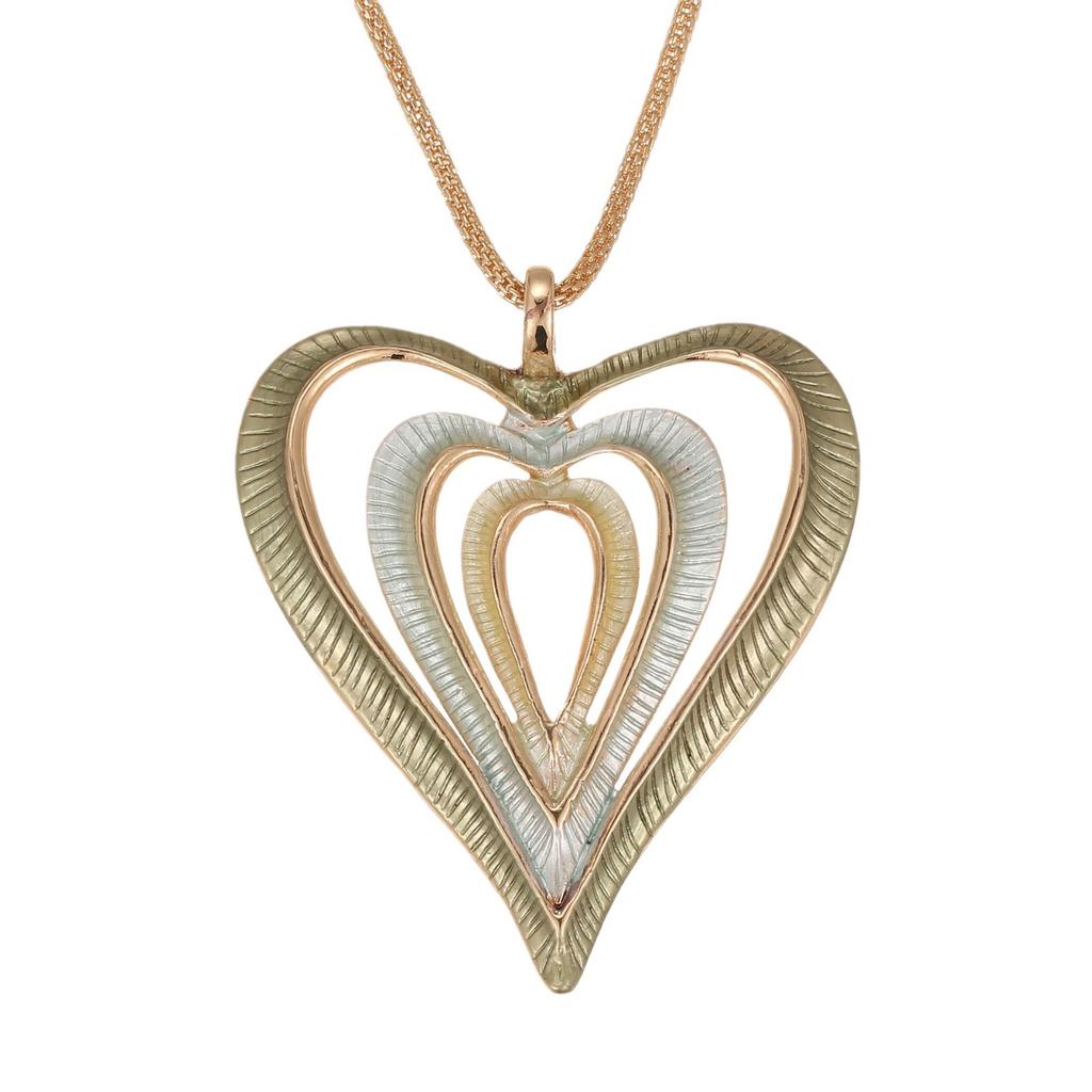 Luxury hot-selling enamel color hollow heart pendant, women's creative multi-layer hollow heart color oil necklace