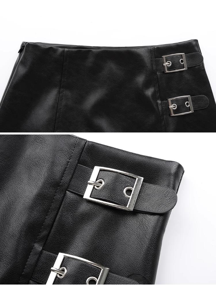 Black Mini Pu Leather Skirt Women Korean Fashion High-Waisted Elasticity Punk Style Bodycon Goth Sexy Skirts Female