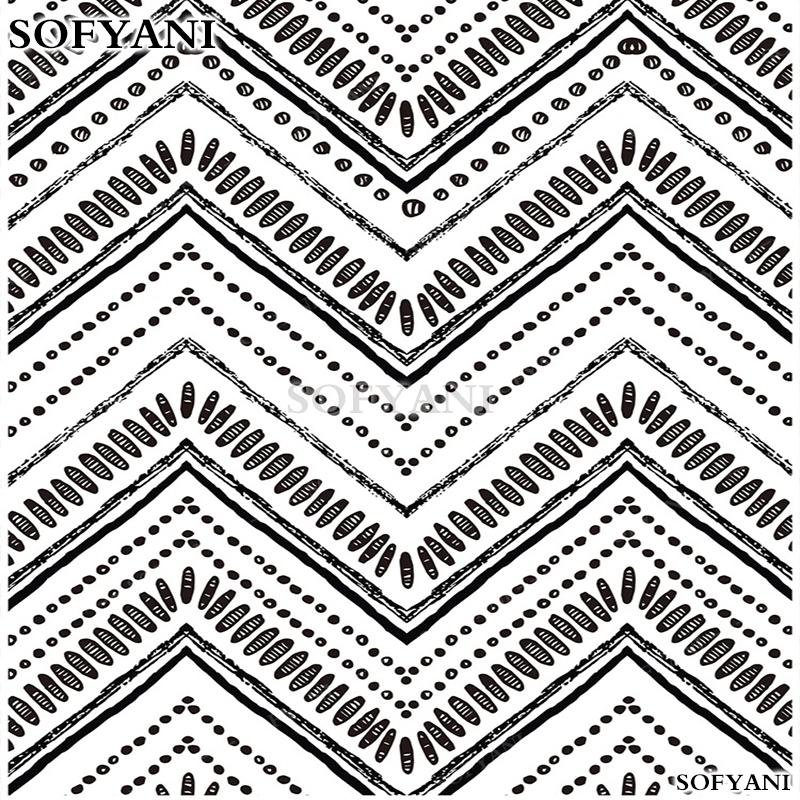 Black and white geometric line pattern contact paper self-adhesive peeling wallpaper for bedroom home decoration renovation