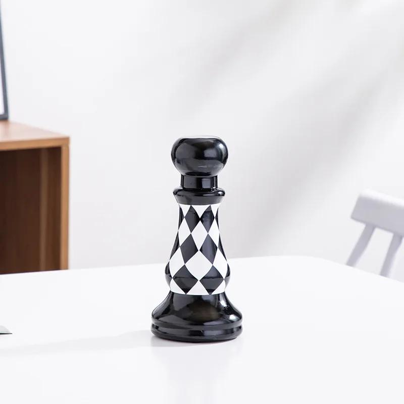 Ceramic Chess Black and White Checkered Chess Ornament Creative Soft Decoration Home Decoration Model Room Home Furnishing Decor