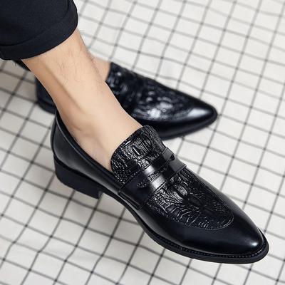Fashion New Pointed Toe Men's Formal Shoes Black Loafers Evening Dress Slip-On Solid Handmade Gentleman Shoes for Men Business Moccasins