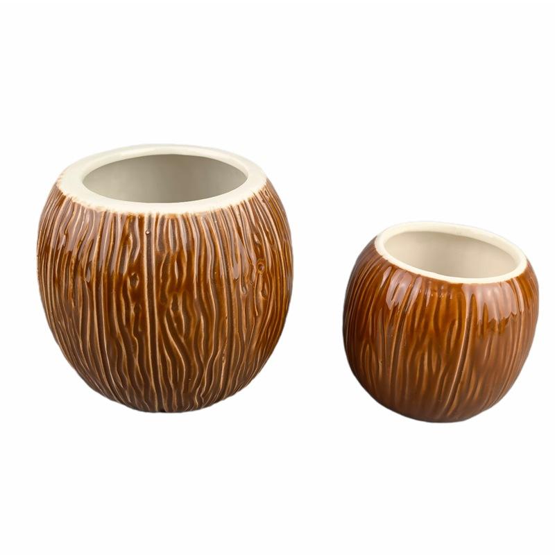 Strictly Selected Ceramic Coconut Cup Fruit Shape Coffee Cup Coconut Shell Tiki Totem Cup Relief Coconut Juice Cup Mug