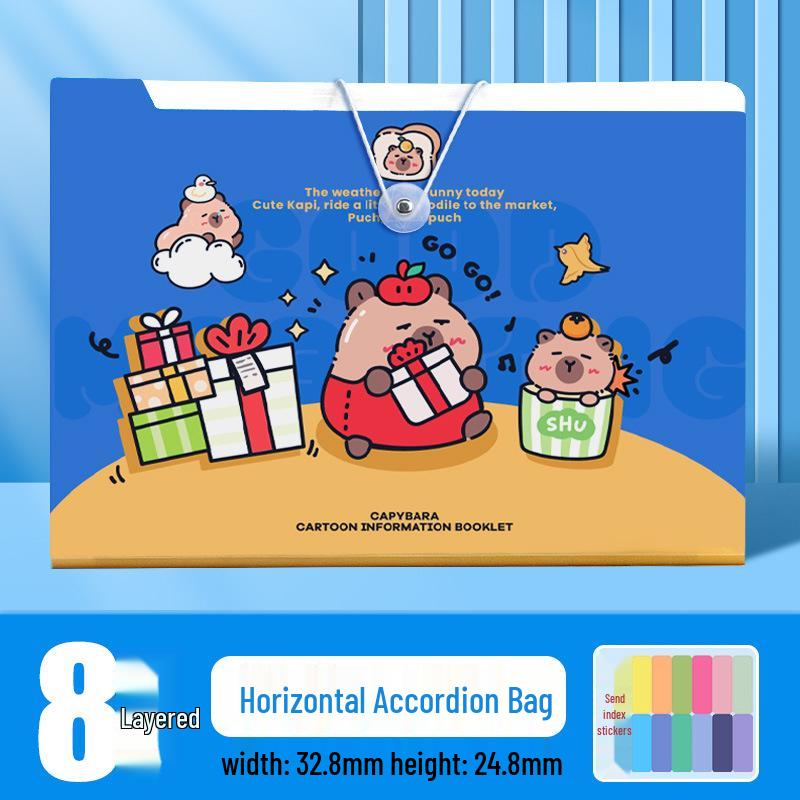 A4 Accordion Folder: Capybara Student Large-Capacity Test Paper and Data Storage Organizer