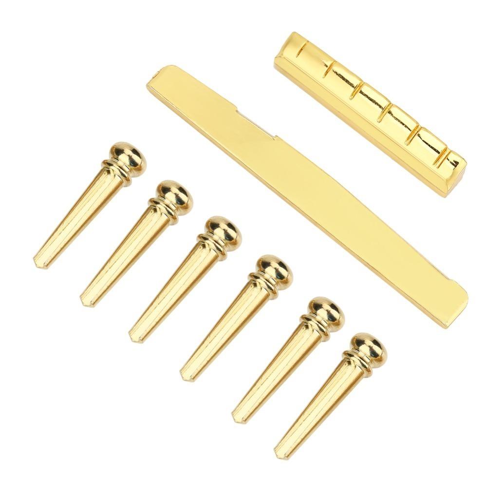 Metal Guitar Upper Nut Golden Guitar Bridge Pins Premium Guitar Bottom Saddle  Guitar