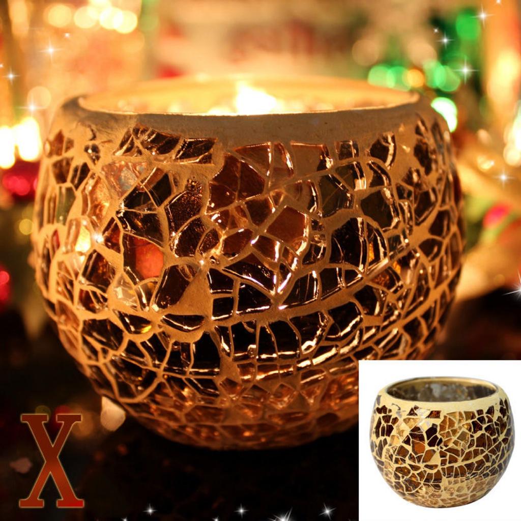 Farget glassmosaikk lysestake i europeisk stil – Bryllups- og bardekorasjonsrekvisitt