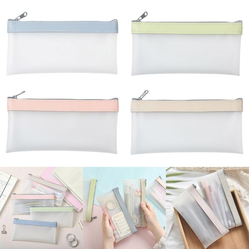 Pencil Case Pen Case Zipper Pouch Clear Stationery Bag Pencil Holder Pencil Bag for Ballpoint Pens Markers Erasers