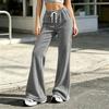 Women's Plaid Flare Pants with Waist for Casual and Home Wear