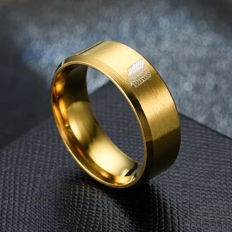 Anello in acciaio inossidabile al titanio di Attack on Titan Anime Shingeki no Kyojin Wings Of Liberty Anelli per uomo e donna Fan di anime