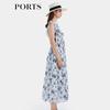 PORTS Women's Summer Floral Print Belted Midi Dress SQ8D020VPS008