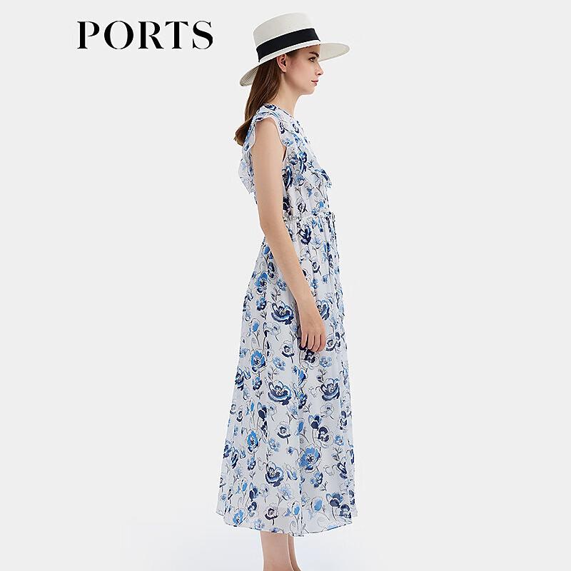 Ports Women's Summer Floral Print Belted Midi Dress SQ8D020VPS008