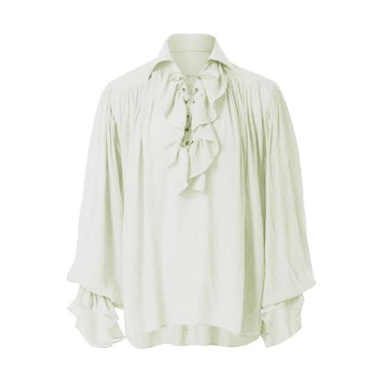 Camisa renascentista masculina, fantasia de manga longa com babados, camisa medieval de pirata steampunk para cosplay, palco, drama