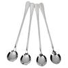 Home Kitchen Tool 4 Pcs Long Round Stainless Steel Coffee Honey Ice Cream Spoons ADM