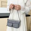 Korean Style Canvas Handbag Harajuku Underarm Bag Versatile Plaid Shoulder Bag  Women