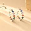 Geometric Rainbow Zircon Earrings Women Gold/ Tone Sterling Post Lightweight Chic Statement Jewelry