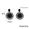 1piar Big Black Flower Drop Earrings for Women Hollow Net Pendants Exaggerated Rock Personality Wedding Party Vintage Ear Jewelry