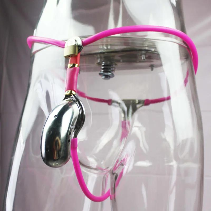 Male Chastity Belt Stainless Steel Chastity Cage with Removable Anal Bead Plug Thigh Ring Metal Bra Slave Penis Restraint Device