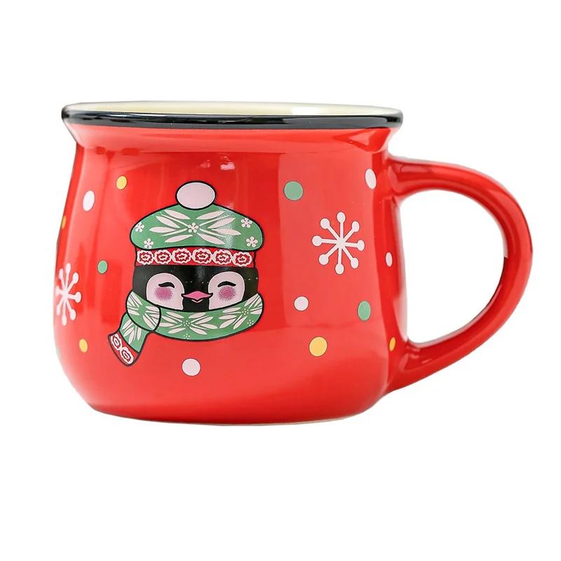 350ML Large Christmas Gift Ceramic Mug Santa Elk Mousse Cup Ceramic Coffee Cup For Office Home Milk Coffee Tea Cups Xmas Gift