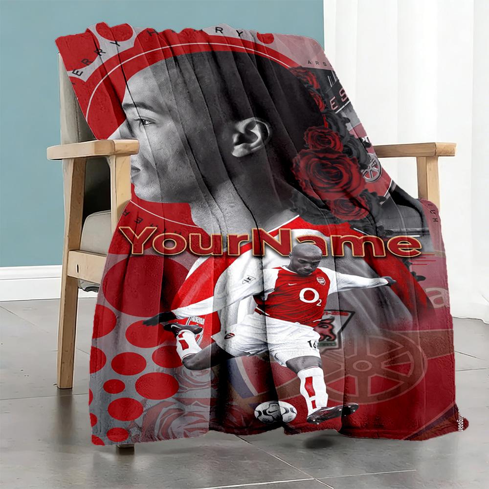 Arsenal Personalisierte Namensdecke Überwurf Personalisierte Decke Weich & Gemütlich Vielseitig für Heimdekoration Wohnzimmer Bettwäsche Stuhl Vier Jahreszeiten Mehrzweck