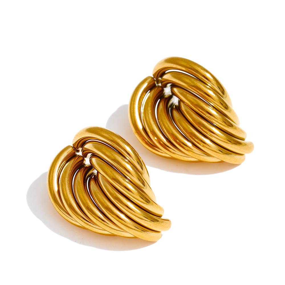 

Yhpup Casting Stainless Steel Geometric Stud Earrings 18K Gold PVD Plated Fashion Daily Statement Waterproof Jewelry Accessory