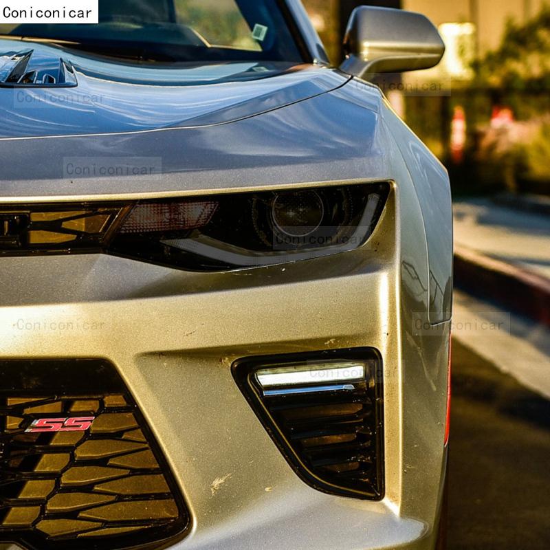 Car Headlight Protection Tint Anti-Scratch Protective Smoked Black Film TPU Stickers For Chevrolet Camaro 2016- Accessories