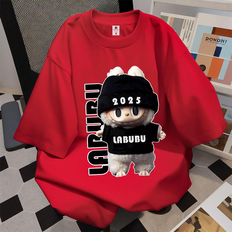 Maise STUDIO Kapas T-shirt Print Labubu Seiras Untuk Lelaki Dan Wanita
