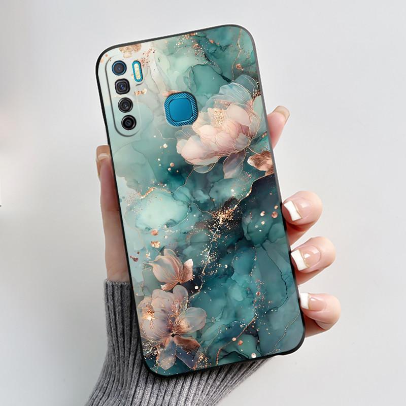 Handyhülle Für Infinix S5/S5 lite/X652/Camon 12 Air/CC6 Schwarz Niedliche Cartoons Bemalte Hülle Stoßdämpfer Weiche Stoßfeste Schwarze Hülle