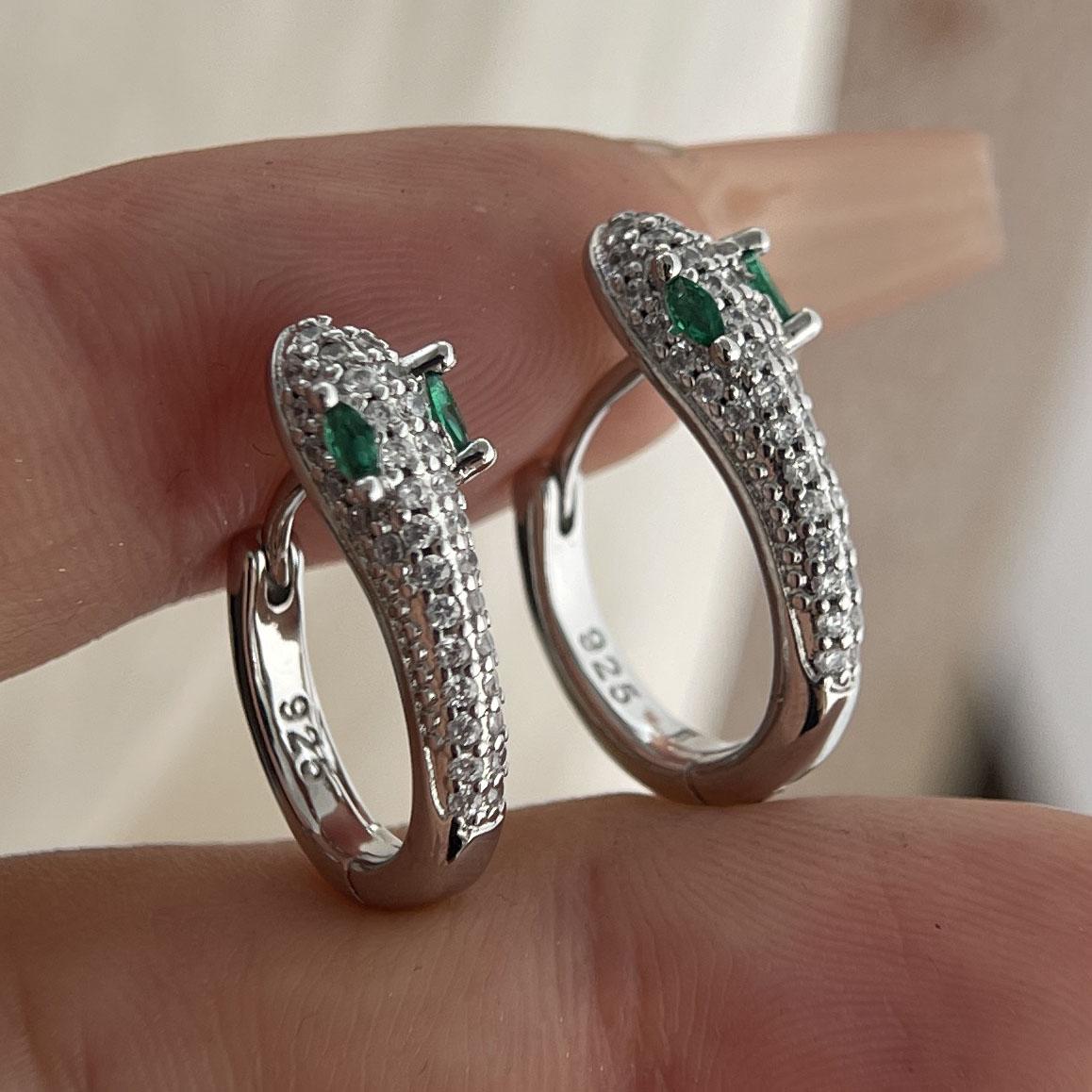 

925 Sterling Silver Vintage Earrings For Women Simple Snake Zircon Earring Jewelry Prevent Allergy Party Accessories Gift