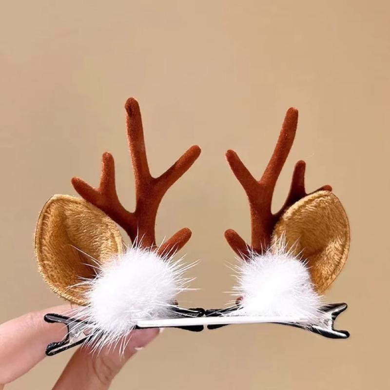 1 Pair of Christmas Antlers Hair Clip Pendants, Happy Girl Reindeer Hair  Accessories, Happy and  Interesting  New Year