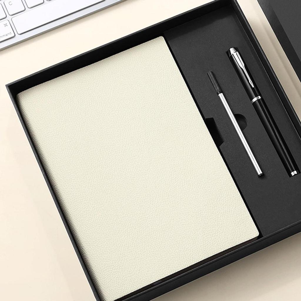 A5 Litchi Leather Thickened Student Notebook, Diary, Work Notebook, Business Meeting Record Book, Subject Notes, 128 Sheets 256 Pages
