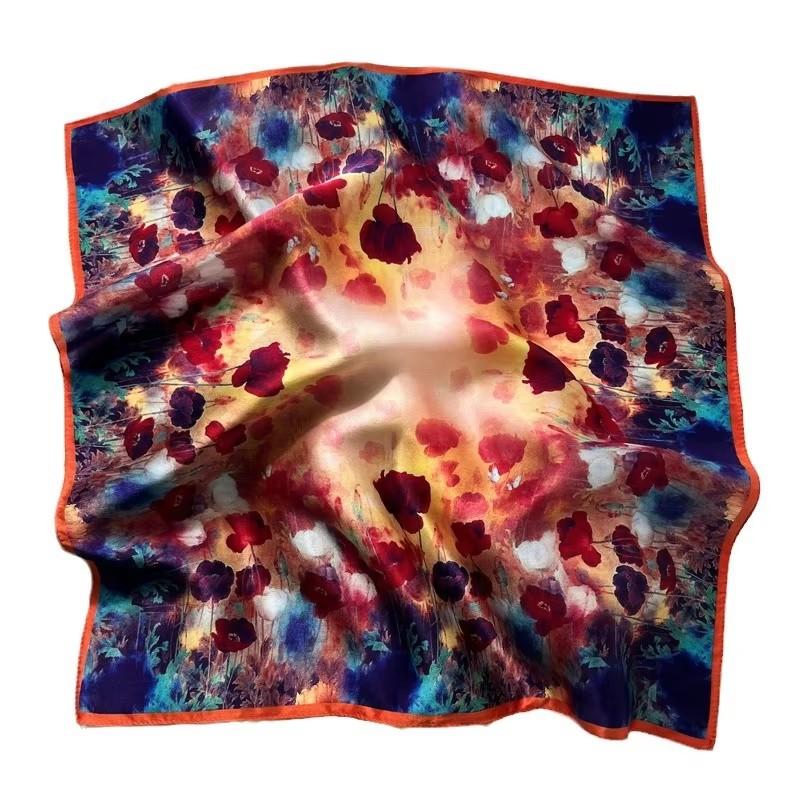 Luxury Brand 100% Real Silk Scarf Women Square Neck Tie Shawls Wraps for Ladies Foulard Scarves Pashmina Female Hijab Bandana