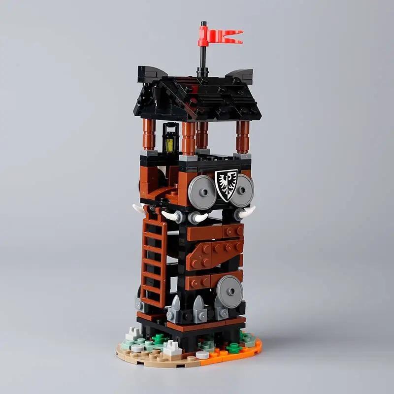 MOC Medieval Building Blocks Set Hanging Cage Guillotine Castle Fountain Bonfire Tent Bulletin Board Ox Cart Carriage Gift Toy