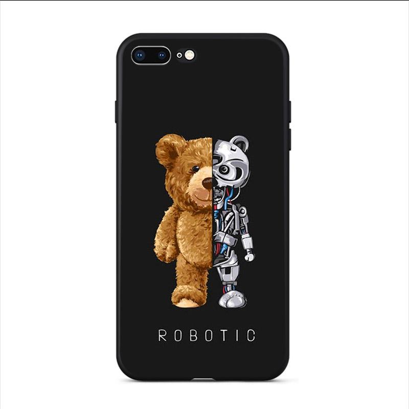 Cute Cartoon Bear Phone Case For Iphone 12 Mini 13 11 Pro Max SE 2020 XS X XR Hard Mobile Shell 7 6S 8 Plus 5 Funny Unique Cover