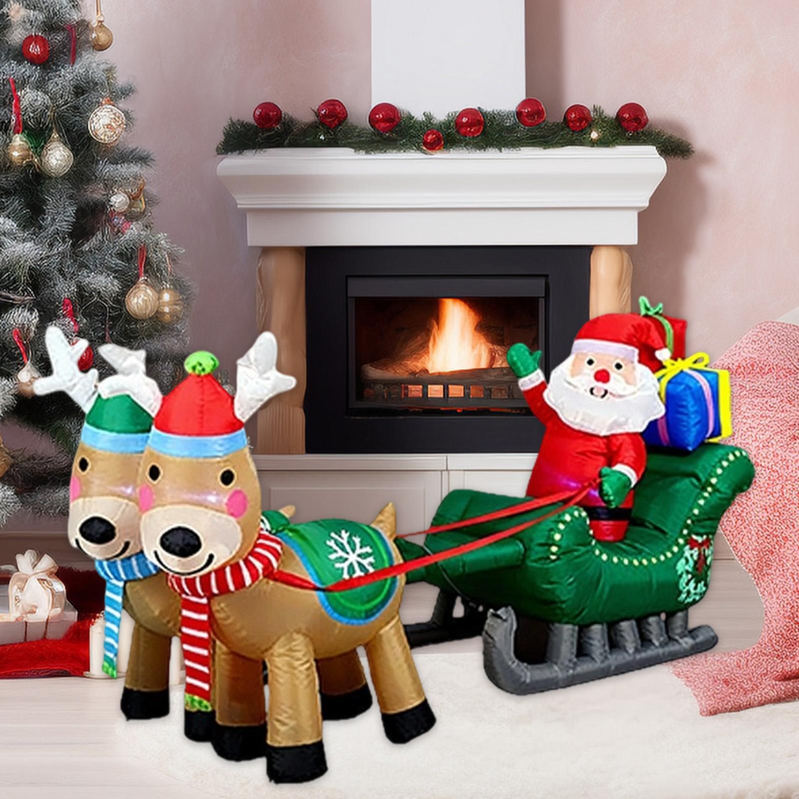 

Christmas Inflatable Blow up Decoration Luminous 2.4M Funny Giant Weatherproof Santa and Sleigh for Lawn Mall Winter Plaza разноцветный