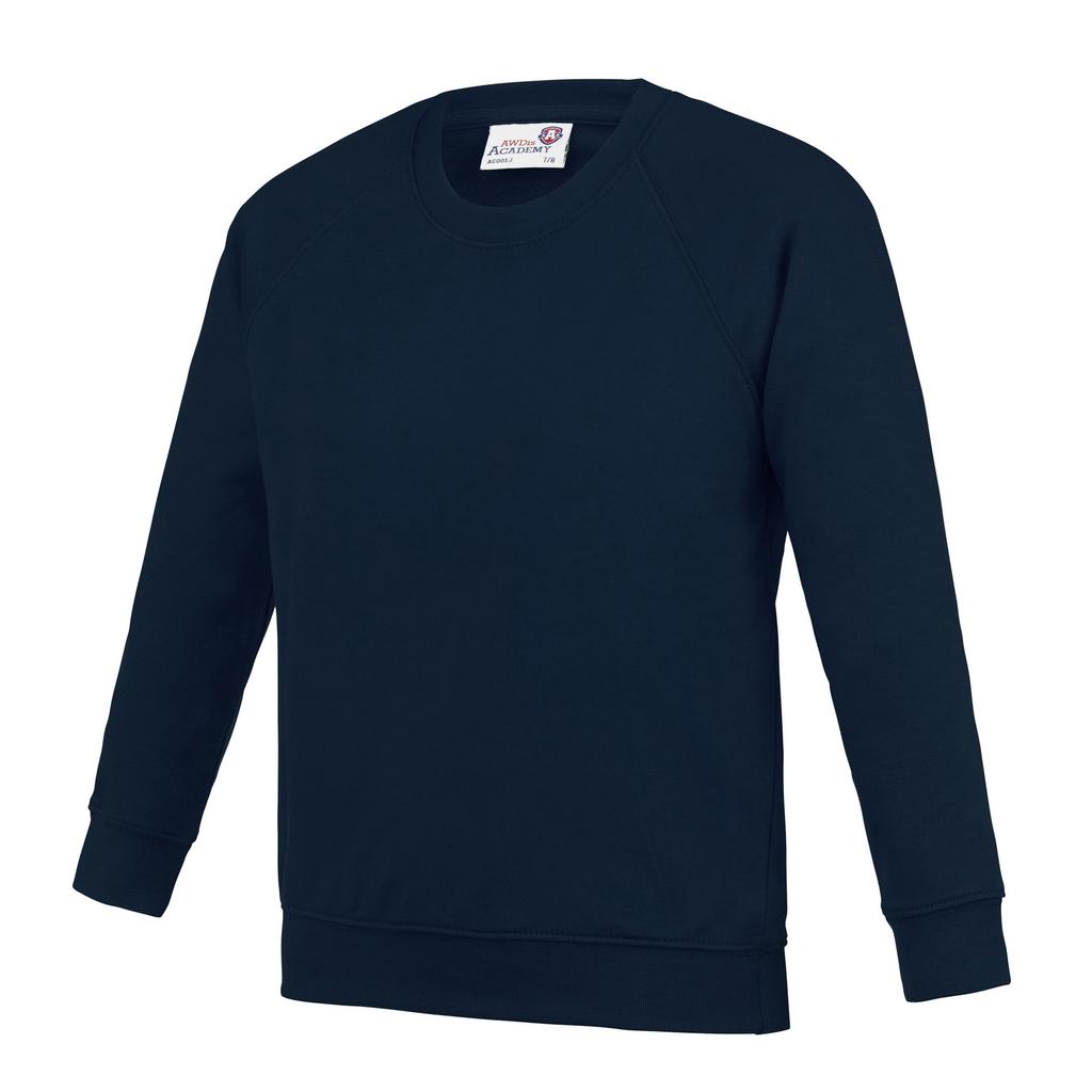 Awdis Academy Childrens/Kids Crew Neck Raglan School Sweatshirt (Pack of 2)